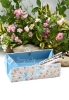Dreiecks-Klappschachtel ca. 19,0x6,3x6,3cm (Size S) | Einband Japanpapier Chiyogami Kirschblüten floral | hellblau rosa | Art. Nr. 97040509